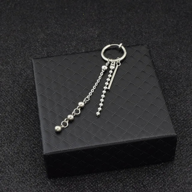 1 PC Stainless Steel Drop Earrings for Men/Women Star Moon Pendant Long Tassel Unisex Hoop Earrings Kpop Suga JIMIN Jewelry
