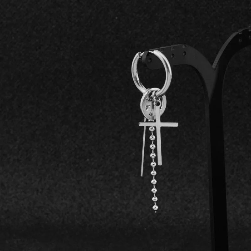 1 PC Stainless Steel Drop Earrings for Men/Women Star Moon Pendant Long Tassel Unisex Hoop Earrings Kpop Suga JIMIN Jewelry