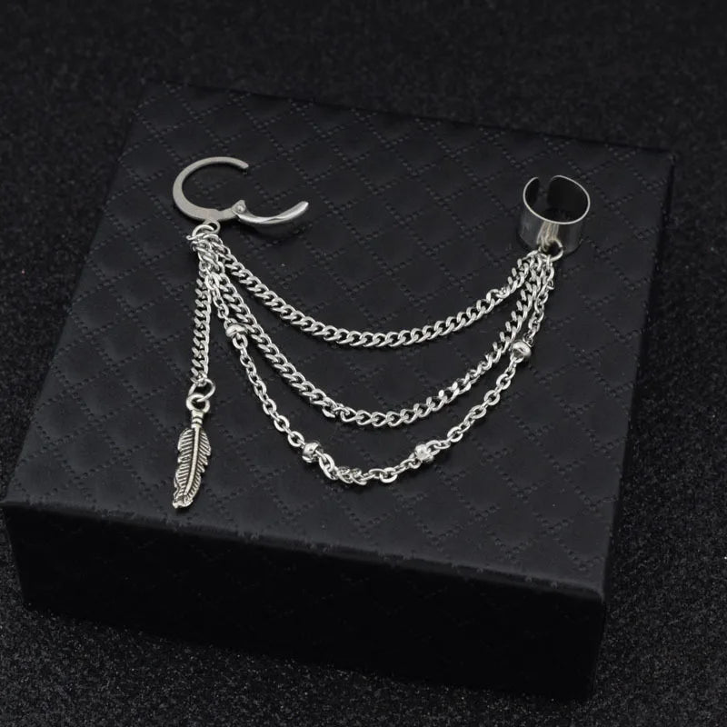1 PC Stainless Steel Drop Earrings for Men/Women Star Moon Pendant Long Tassel Unisex Hoop Earrings Kpop Suga JIMIN Jewelry