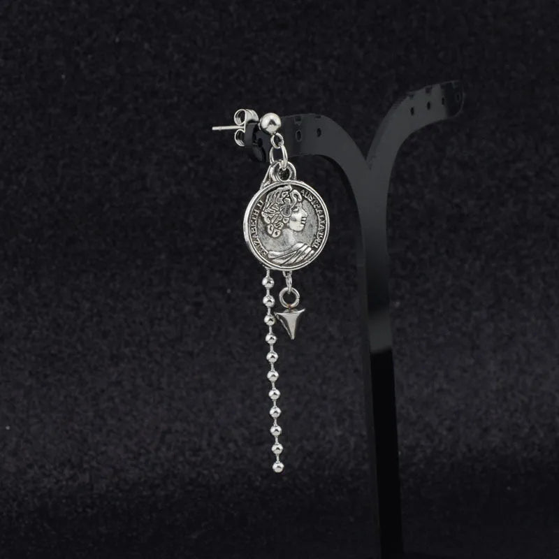 1 PC Stainless Steel Drop Earrings for Men/Women Star Moon Pendant Long Tassel Unisex Hoop Earrings Kpop Suga JIMIN Jewelry