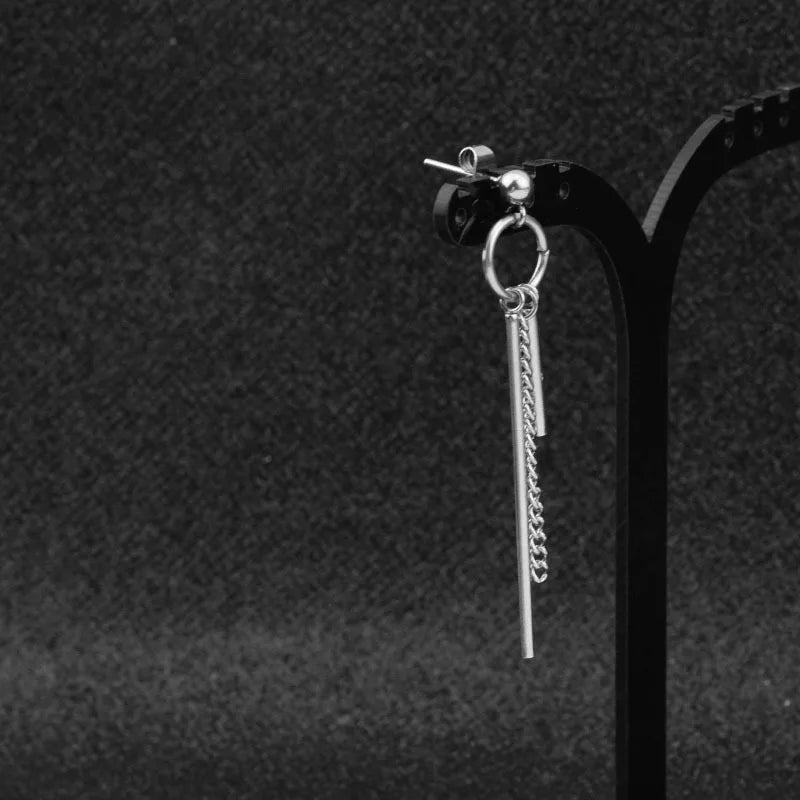 1 PC Stainless Steel Drop Earrings for Men/Women Star Moon Pendant Long Tassel Unisex Hoop Earrings Kpop Suga JIMIN Jewelry