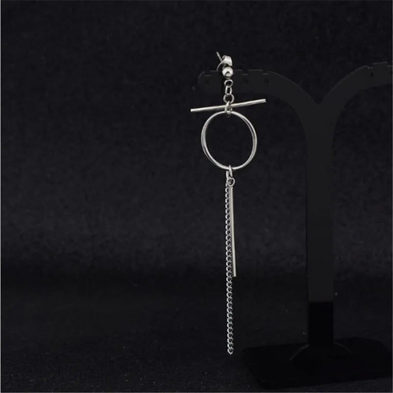 1 PC Stainless Steel Drop Earrings for Men/Women Star Moon Pendant Long Tassel Unisex Hoop Earrings Kpop Suga JIMIN Jewelry