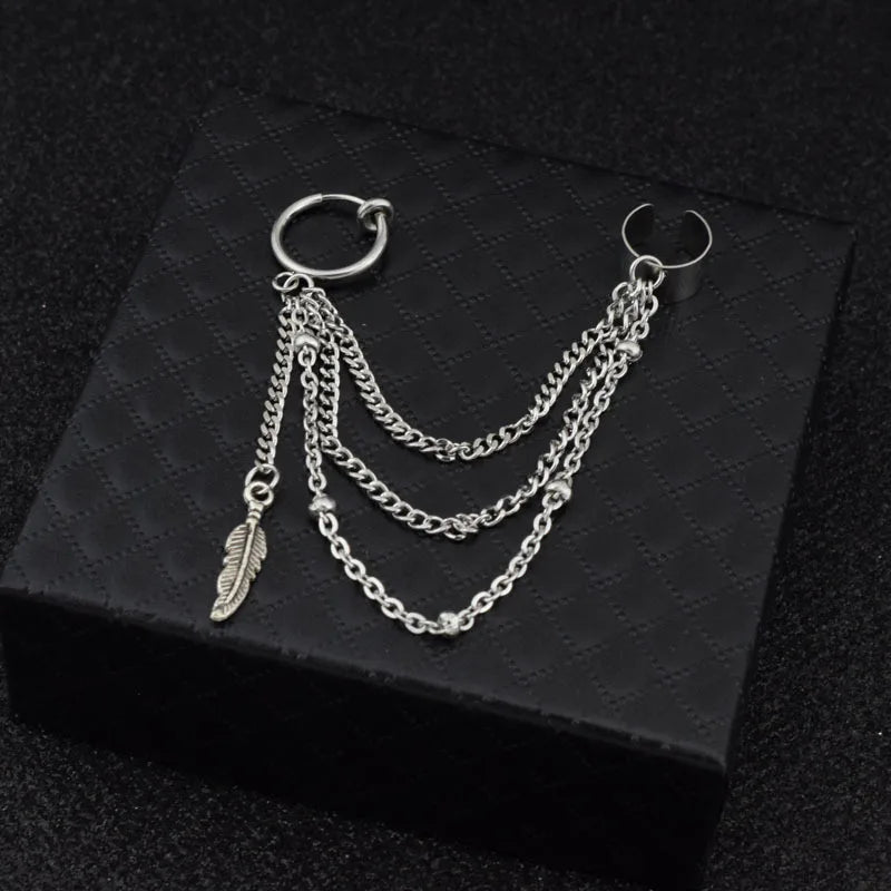 1 PC Stainless Steel Drop Earrings for Men/Women Star Moon Pendant Long Tassel Unisex Hoop Earrings Kpop Suga JIMIN Jewelry