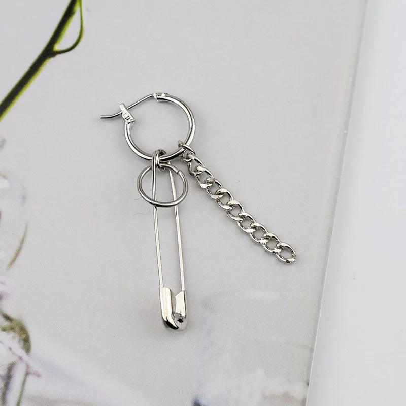 1 PC Stainless Steel Drop Earrings for Men/Women Star Moon Pendant Long Tassel Unisex Hoop Earrings Kpop Suga JIMIN Jewelry