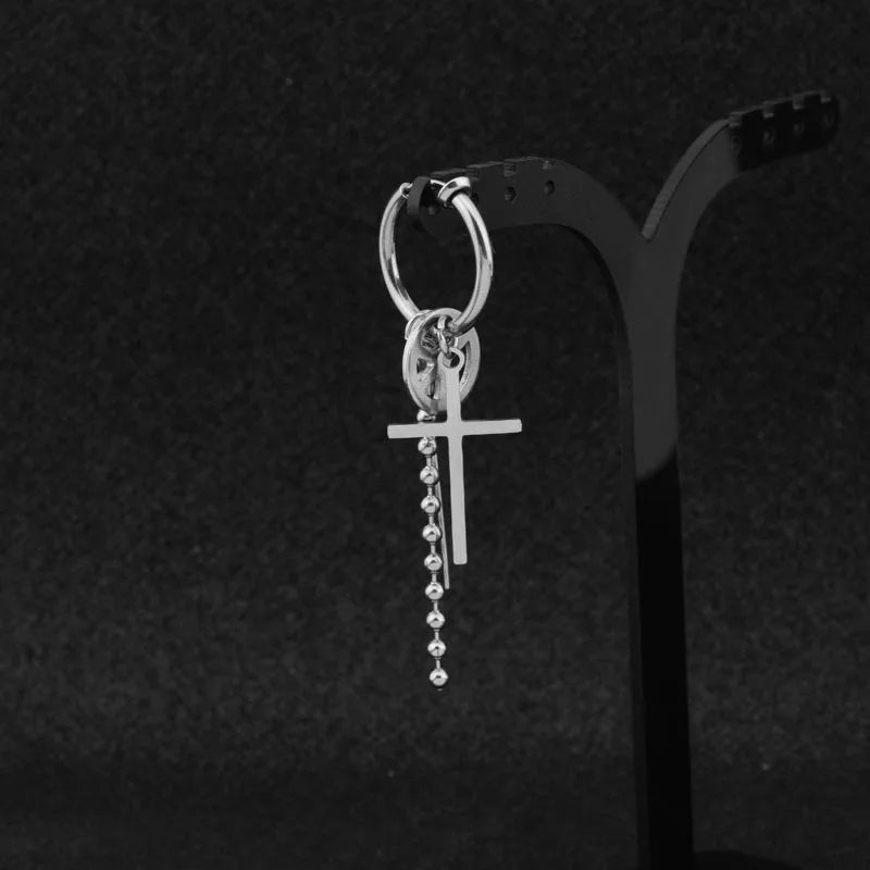 1 PC Stainless Steel Drop Earrings for Men/Women Star Moon Pendant Long Tassel Unisex Hoop Earrings Kpop Suga JIMIN Jewelry