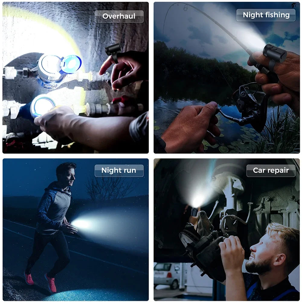 Flashlight Finger Light USB C Charge LED 360 Rotate Adjustable Ring Size Gadget Tool Good Bright Sport Night Fishing Glove Lamp