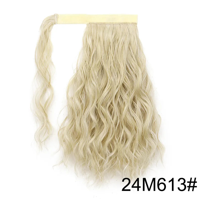 14Inch Synthetic Curly Wrap Around Clip in Ponytail Blonde Brown Short Hairpiece Fake Hair Extension for Women