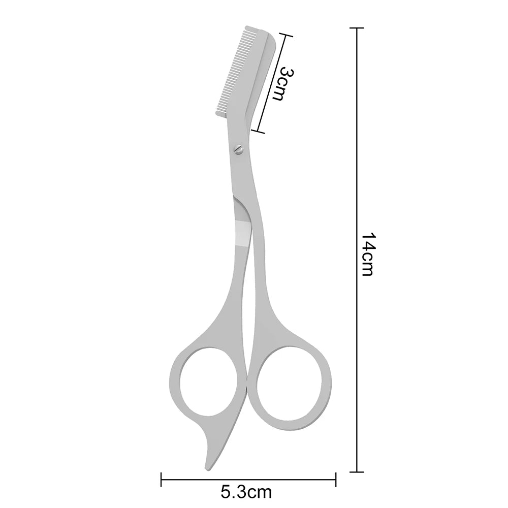 1Pcs Eyebrow Trimming Scissors with Combs Eyebrow Trimmer Kit Stainless Steel Grooming Eyebrow Shaping Scissors Tools