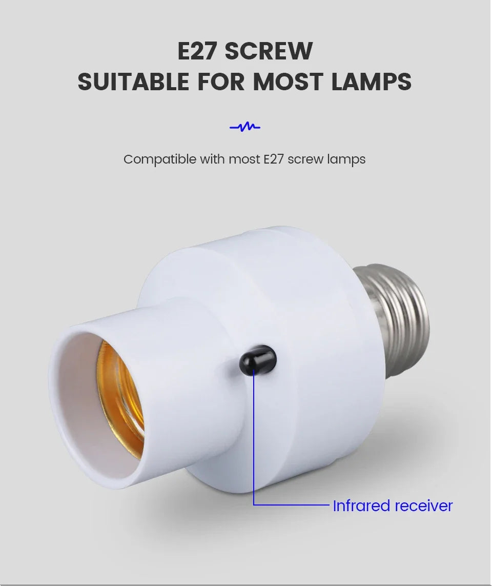 2025 Hot Infrared Remote Control Smart LED Lampholder E27 AC85-265V Universal Socket Timer Color Changing Easy Install for Home