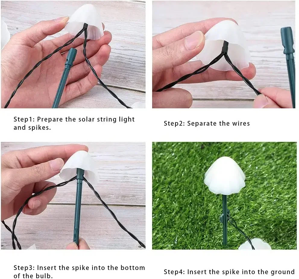 10 LEDS Solar Mushroom Lights Outdoor Waterproof Decorative Street Lights for Lawn Garden Patio Christmas Holiday Decoration