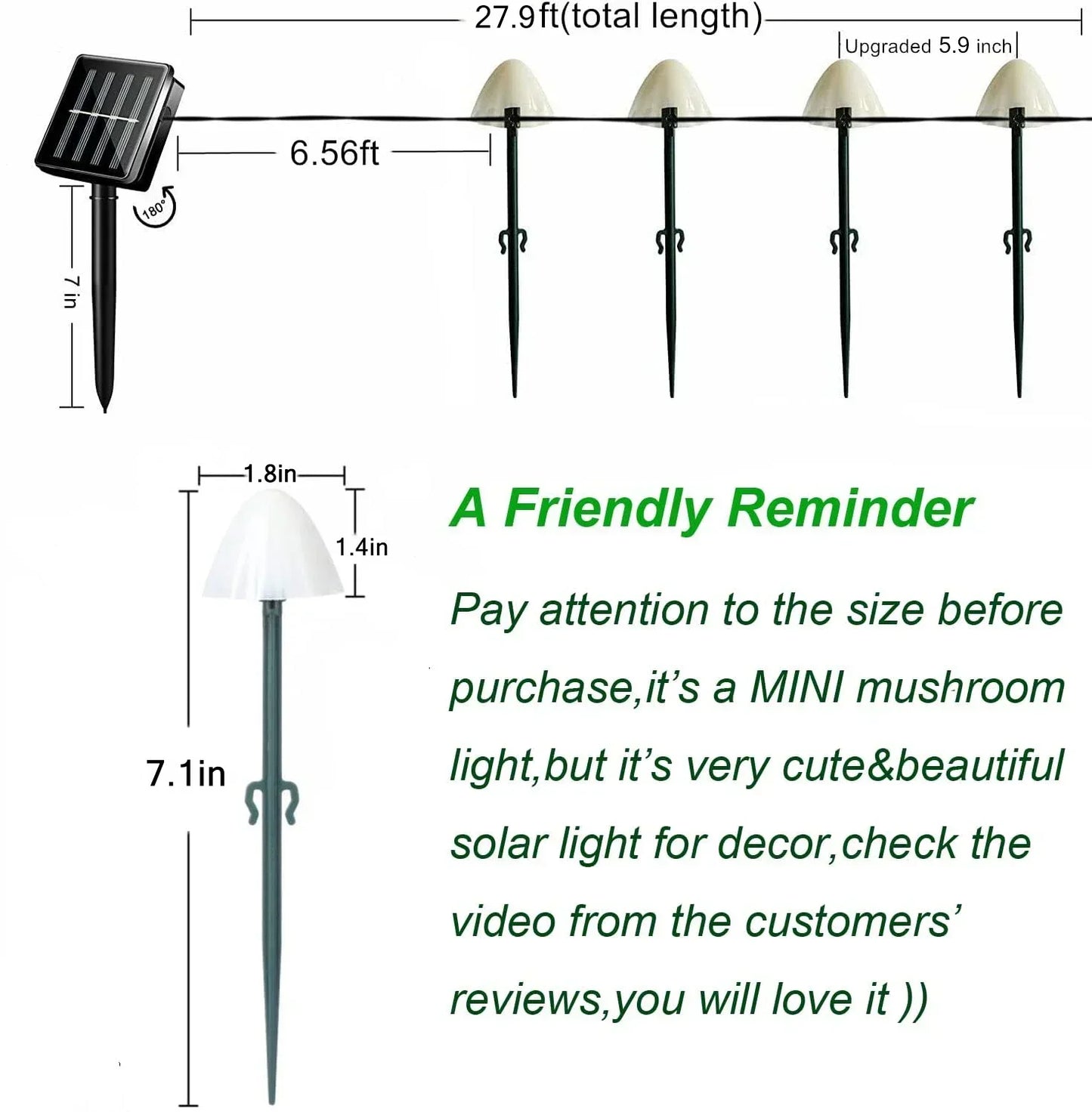 10 LEDS Solar Mushroom Lights Outdoor Waterproof Decorative Street Lights for Lawn Garden Patio Christmas Holiday Decoration