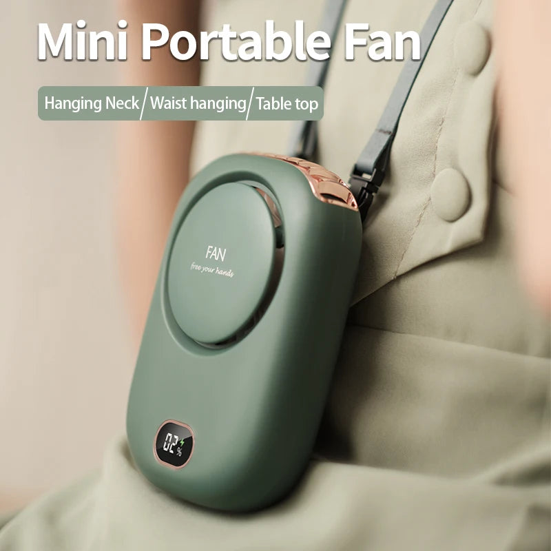2000mAh Portable Mini Hanging Neck Fan Power ventilador Bladeless Neckband Fan Air Cooler USB Rechargeable Electric Fans