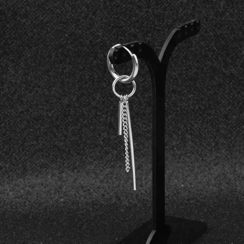 1 PC Stainless Steel Drop Earrings for Men/Women Star Moon Pendant Long Tassel Unisex Hoop Earrings Kpop Suga JIMIN Jewelry