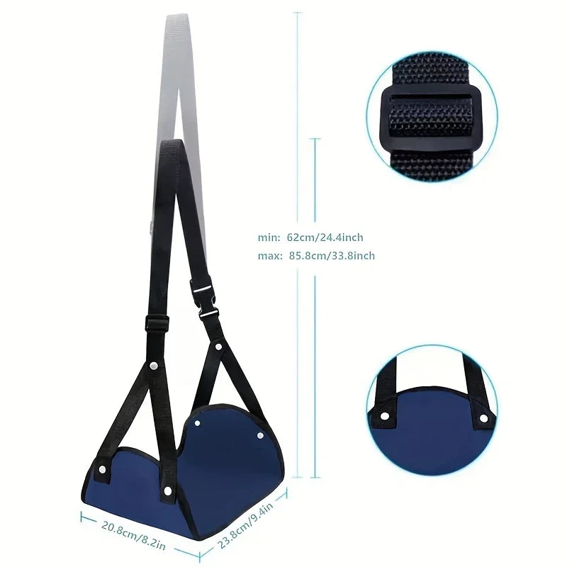 Airplane Footrest With Adjustable Strap