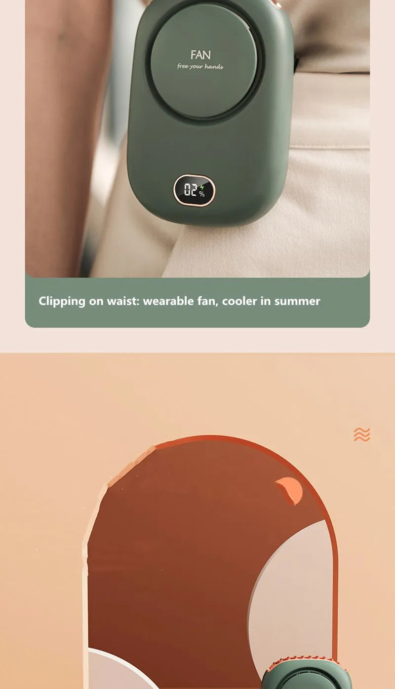 2000mAh Portable Mini Hanging Neck Fan Power ventilador Bladeless Neckband Fan Air Cooler USB Rechargeable Electric Fans