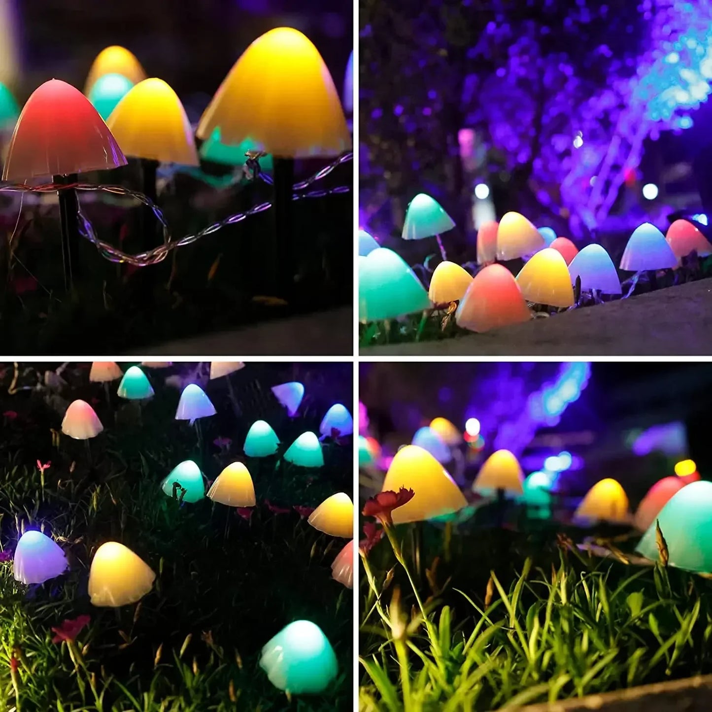 10 LEDS Solar Mushroom Lights Outdoor Waterproof Decorative Street Lights for Lawn Garden Patio Christmas Holiday Decoration