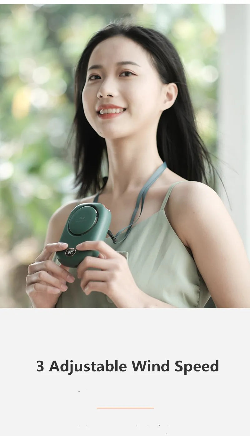 2000mAh Portable Mini Hanging Neck Fan Power ventilador Bladeless Neckband Fan Air Cooler USB Rechargeable Electric Fans