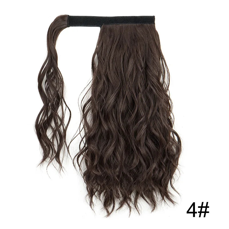 14Inch Synthetic Curly Wrap Around Clip in Ponytail Blonde Brown Short Hairpiece Fake Hair Extension for Women