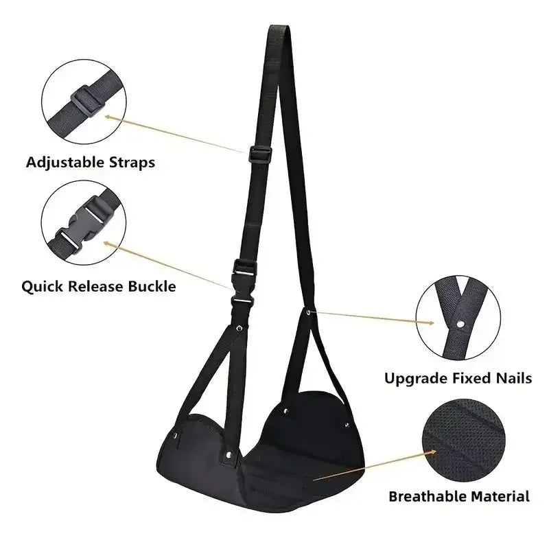 Airplane Footrest With Adjustable Strap