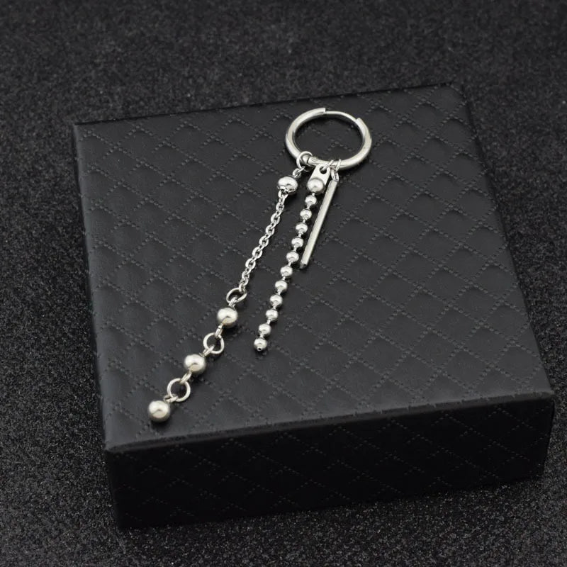1 PC Stainless Steel Drop Earrings for Men/Women Star Moon Pendant Long Tassel Unisex Hoop Earrings Kpop Suga JIMIN Jewelry