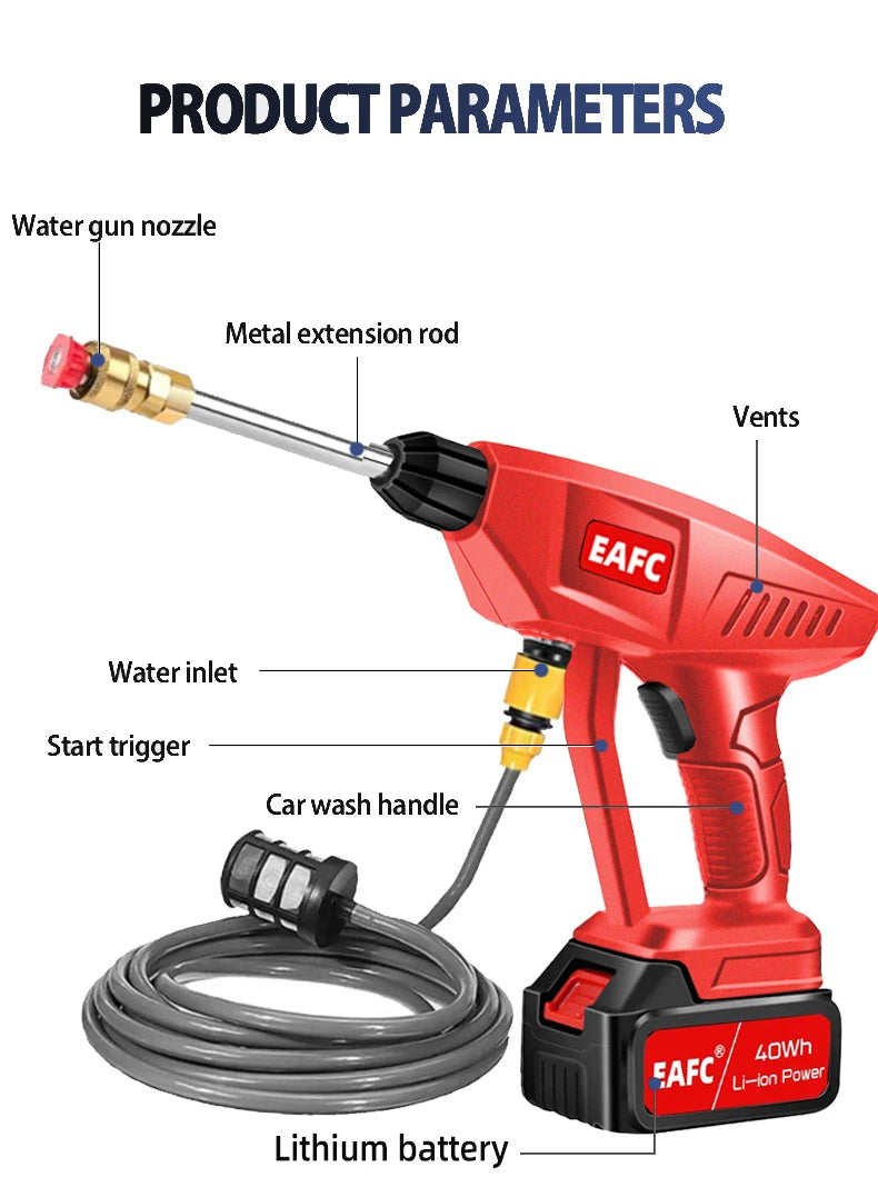 100Bar Electric High Pressure Washer 770Motor Car Washing Garden Spray Water Gun for Makita 21V Battery Car Washer Water Gun
