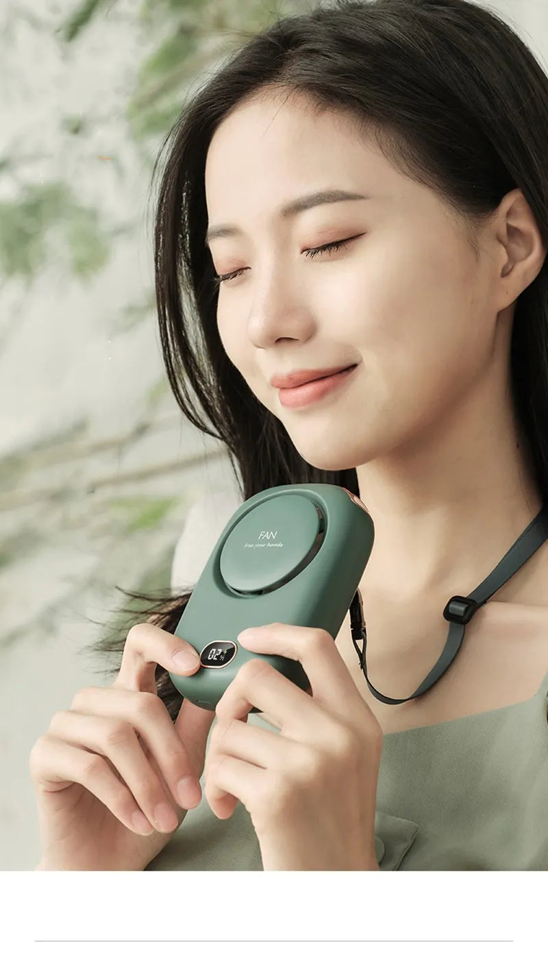 2000mAh Portable Mini Hanging Neck Fan Power ventilador Bladeless Neckband Fan Air Cooler USB Rechargeable Electric Fans