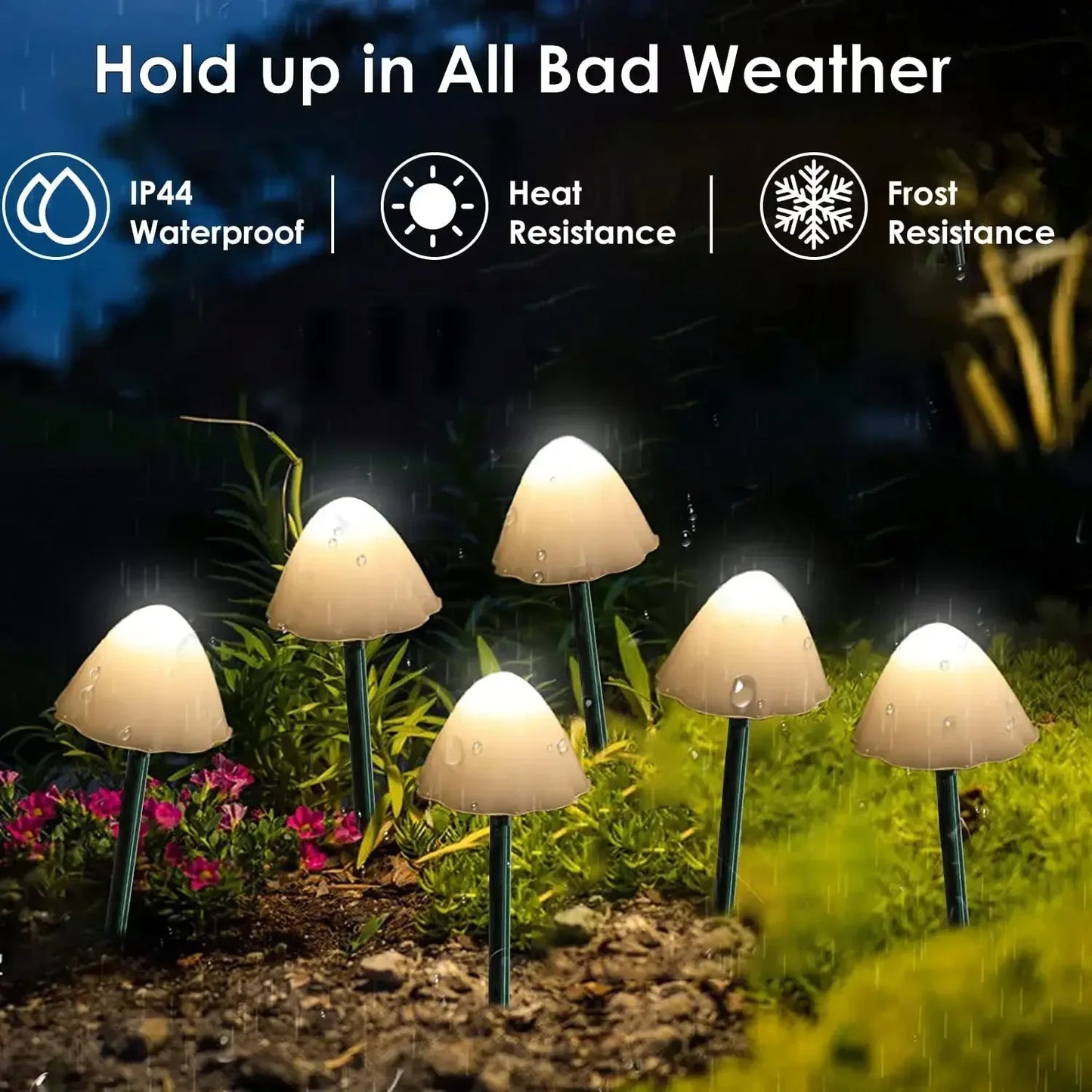 10 LEDS Solar Mushroom Lights Outdoor Waterproof Decorative Street Lights for Lawn Garden Patio Christmas Holiday Decoration