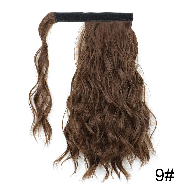 14Inch Synthetic Curly Wrap Around Clip in Ponytail Blonde Brown Short Hairpiece Fake Hair Extension for Women