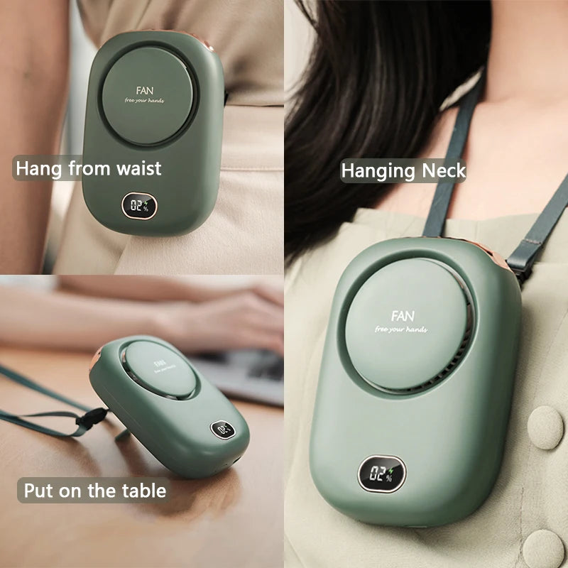 2000mAh Portable Mini Hanging Neck Fan Power ventilador Bladeless Neckband Fan Air Cooler USB Rechargeable Electric Fans