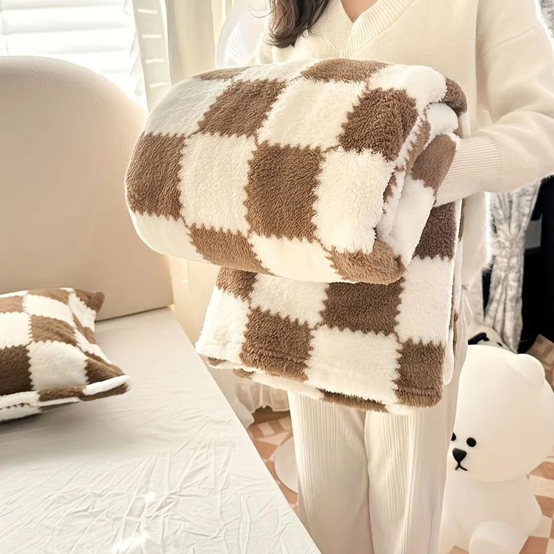 Traditional Style Plaid Blanket Flannel Home