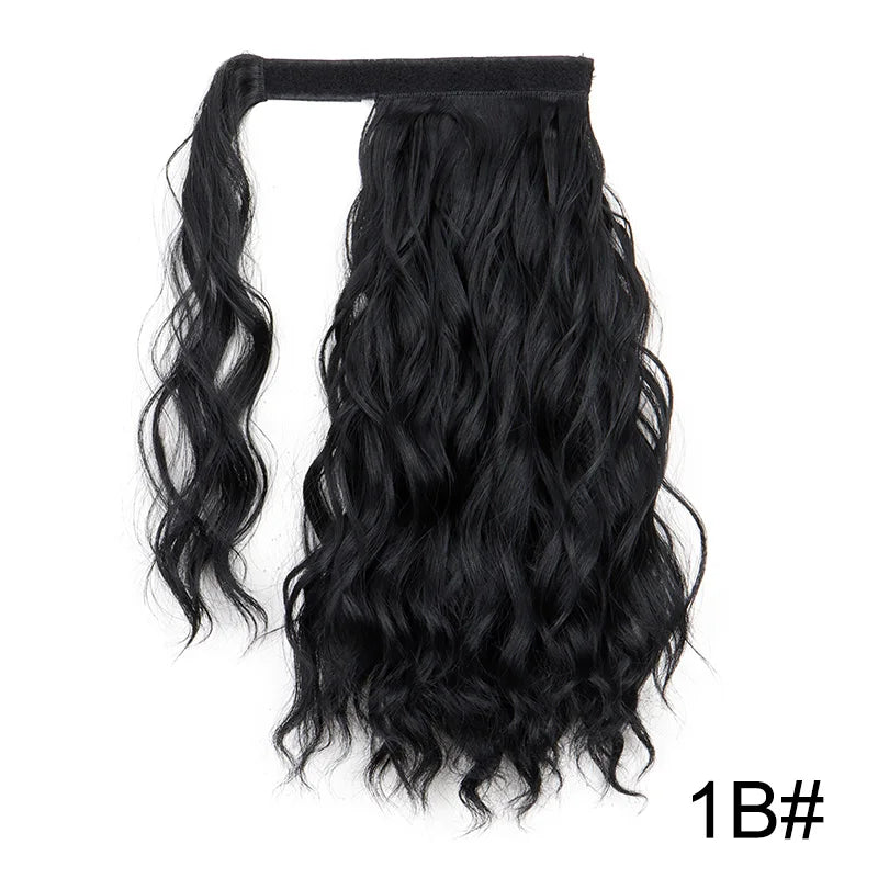 14Inch Synthetic Curly Wrap Around Clip in Ponytail Blonde Brown Short Hairpiece Fake Hair Extension for Women