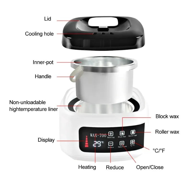 500ml Wax Heater Automatic Temperature Control Electric Hair Homeuse Removal Wax‑Melt Warmer Waxing Machine Epilator Quick Heate