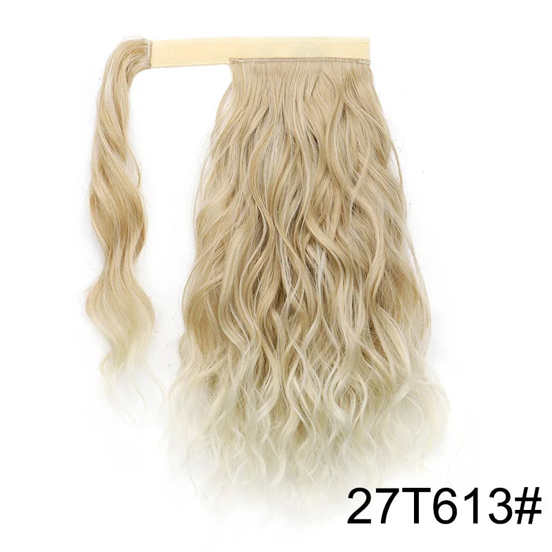 14Inch Synthetic Curly Wrap Around Clip in Ponytail Blonde Brown Short Hairpiece Fake Hair Extension for Women