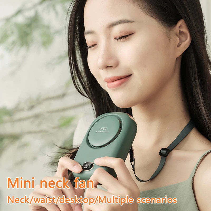 2000mAh Portable Mini Hanging Neck Fan Power ventilador Bladeless Neckband Fan Air Cooler USB Rechargeable Electric Fans