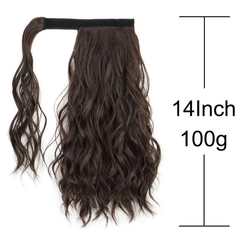 14Inch Synthetic Curly Wrap Around Clip in Ponytail Blonde Brown Short Hairpiece Fake Hair Extension for Women