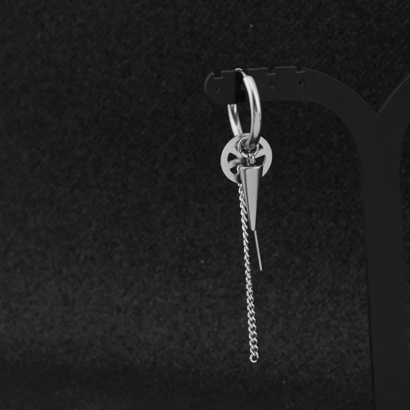 1 PC Stainless Steel Drop Earrings for Men/Women Star Moon Pendant Long Tassel Unisex Hoop Earrings Kpop Suga JIMIN Jewelry