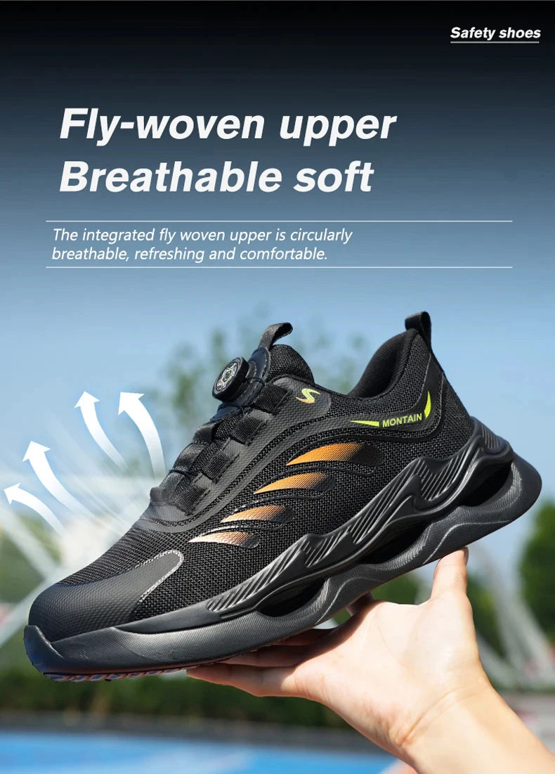 Steel Toe Work Shoes for Men Lightweight Breathable Work Sneakers Indestructible Anti-Smash Anti-Puncture Safety Shoes Man