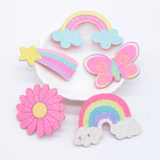 10Pcs Glitter Print Appliques Meteor