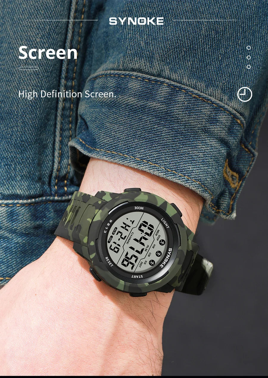 Retro Watch Men Outdoor Sports Multifunctional Waterproof Large Screen Display Luminous LED Digital For Men Fashion