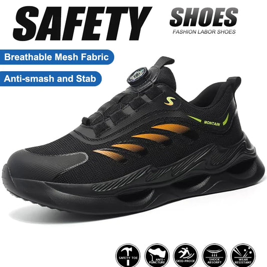 Steel Toe Work Shoes for Men Lightweight Breathable Work Sneakers  Indestructible Anti-Smash Anti-Puncture Safety Shoes Man