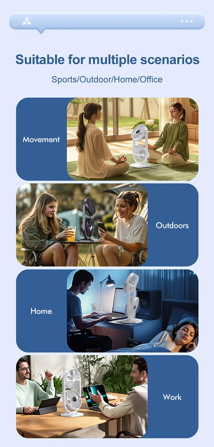 USB Charging Desktop Fan Portable Rotatable Desktop Electric Fan Suitable For Outdoor Picnic Student Dormitory Office Home Use