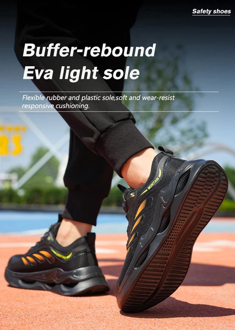 Steel Toe Work Shoes for Men Lightweight Breathable Work Sneakers  Indestructible Anti-Smash Anti-Puncture Safety Shoes Man