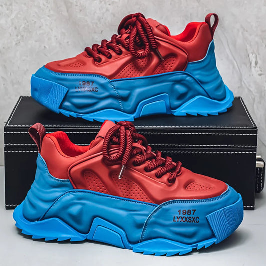 2025 Fashion luxury Clunky Sneaker For Men Design leather Mixed color Platform Men's Running shoes casual sneaker Large size 46