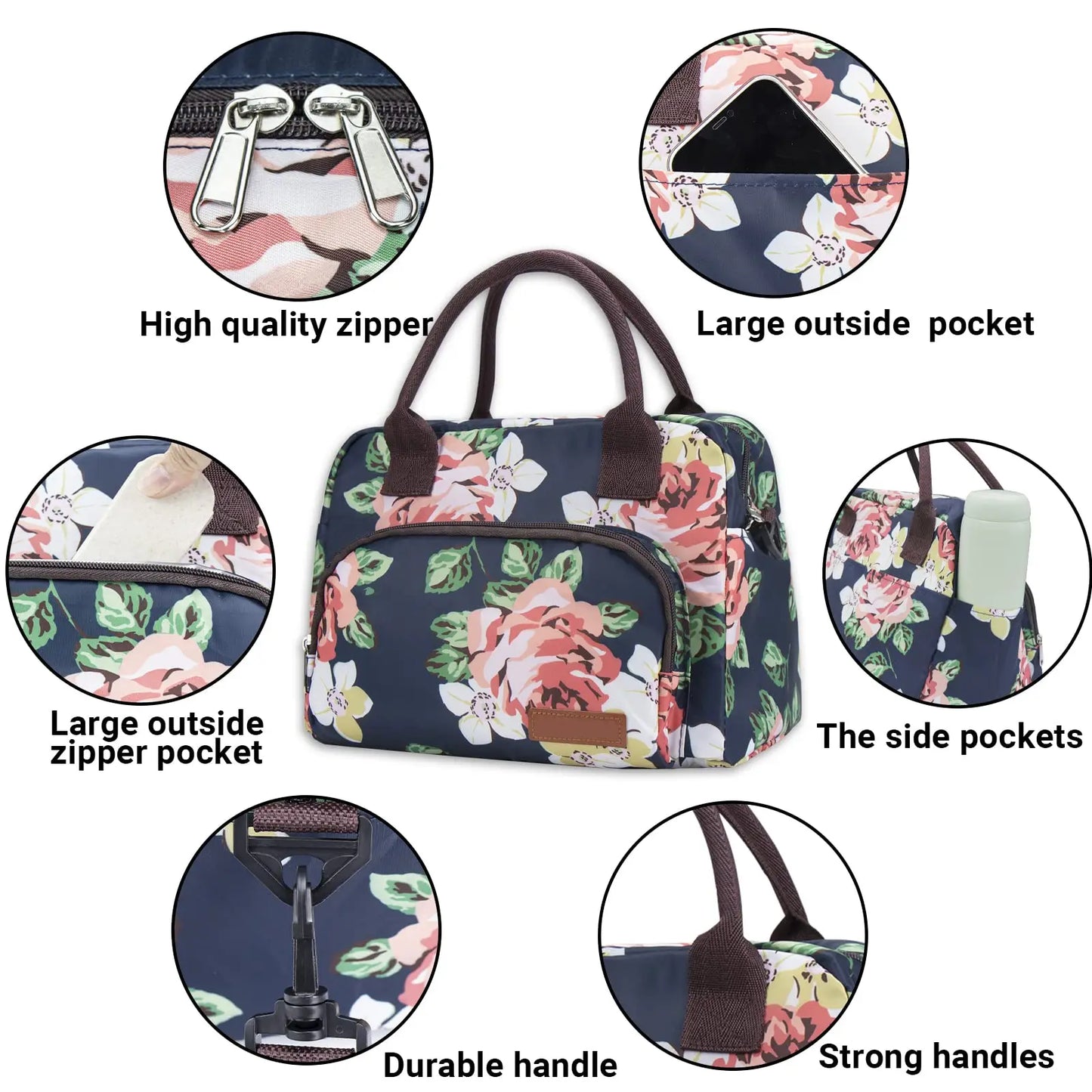 Leopard Lunch Box Insulated Camping Bag With Detachable Shoulder Strap Large Thermal Bag Organizer For Adults Work Picnic