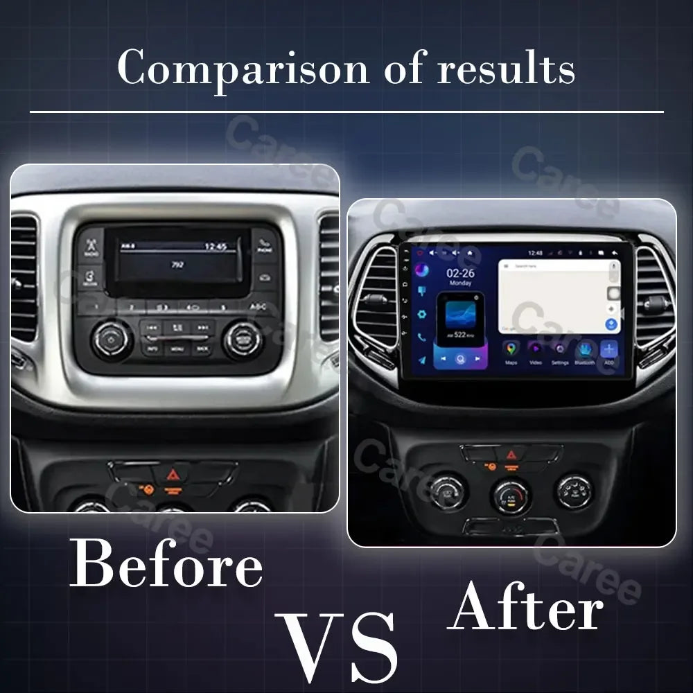 Android 14 For Jeep Compass 2 MP 2016 2017 2018 2019 Car Radio Stereo Multimedia Navigation GPS Auto Radio Player Carplay Screen