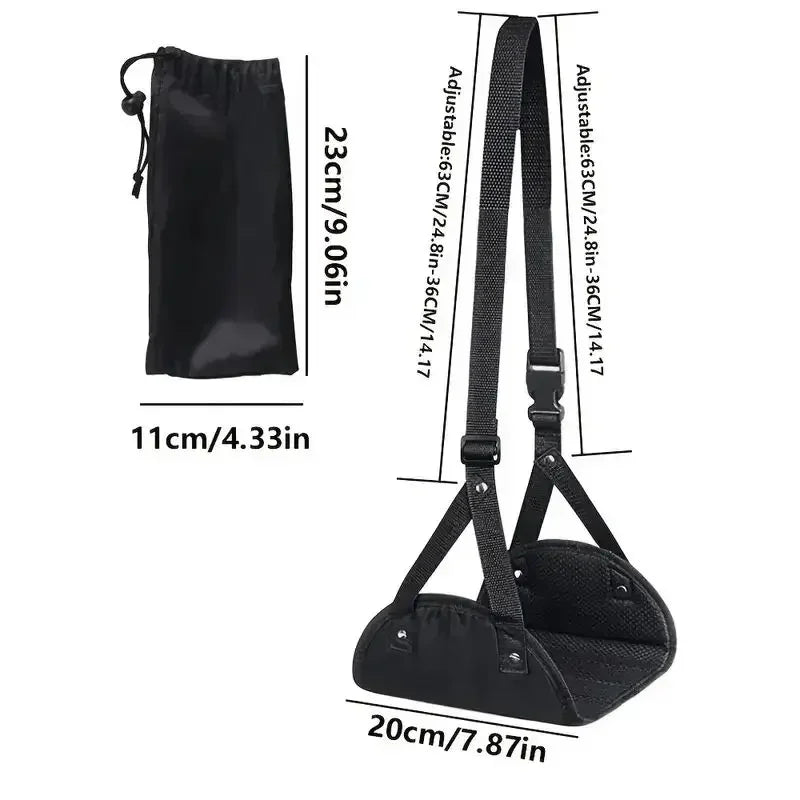 Airplane Footrest With Adjustable Strap
