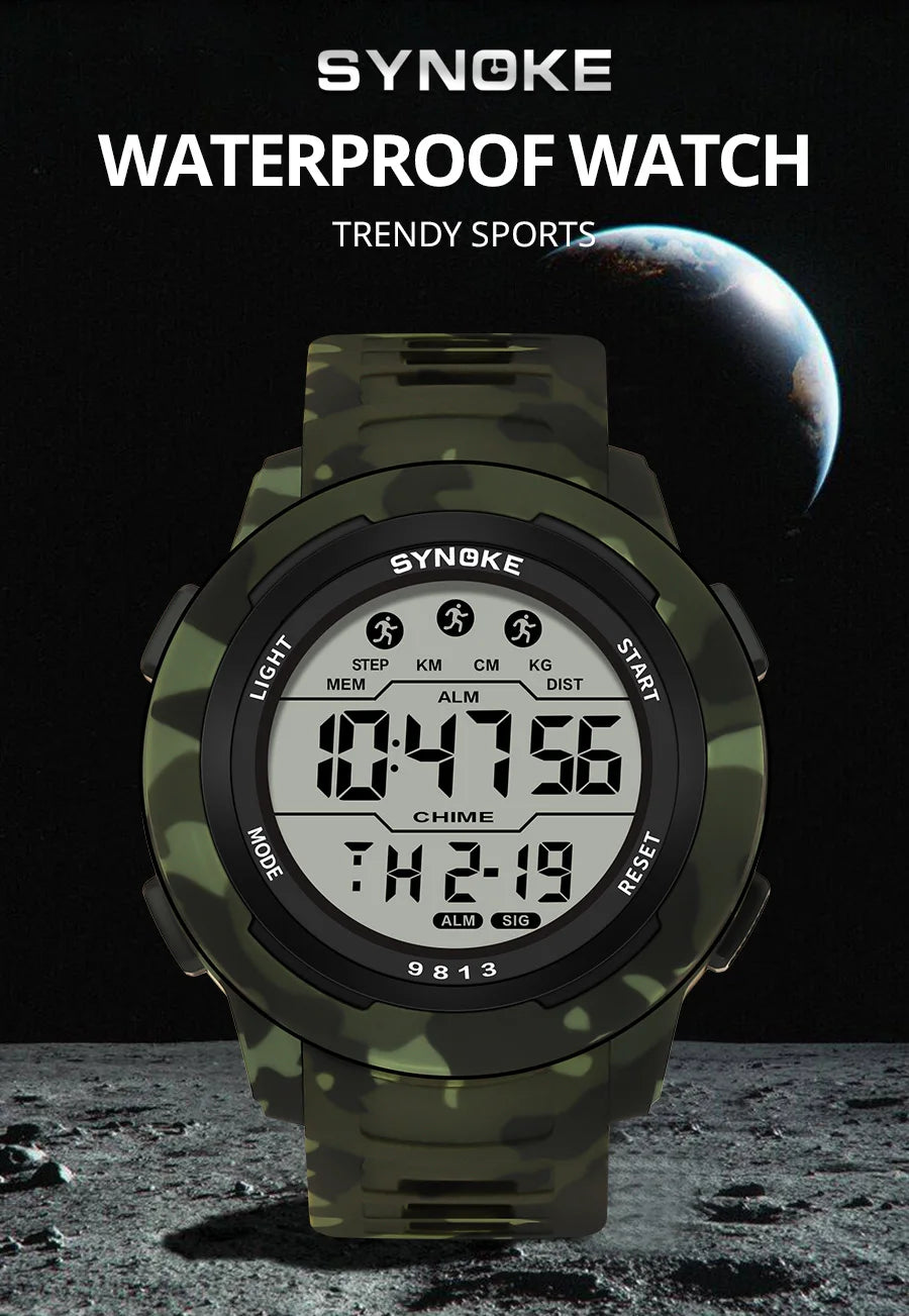 Retro Watch Men Outdoor Sports Multifunctional Waterproof Large Screen Display Luminous LED Digital For Men Fashion