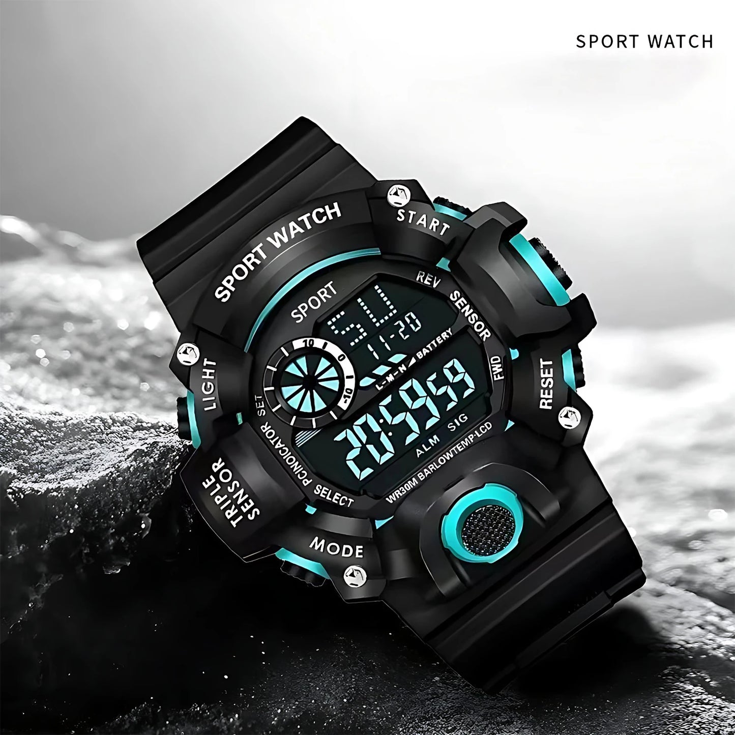 Men's Watch Digital Sports LED Backlight Electronic Watch Multi-function Alarm Date Chronograph Men's Outdoor Sports Clock The m