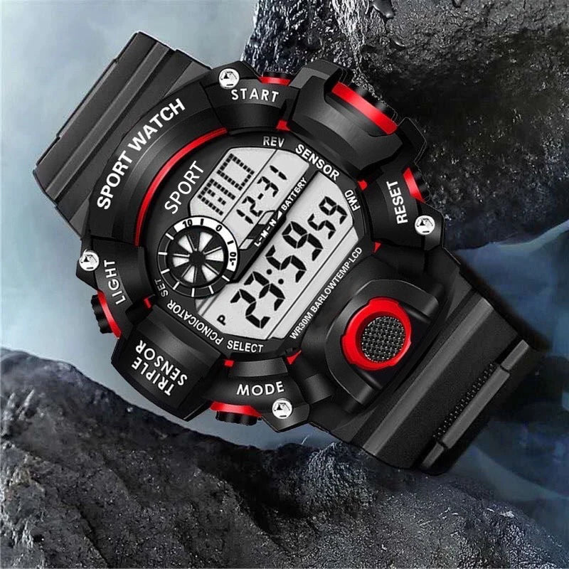 Men's Watch Digital Sports LED Backlight Electronic Watch Multi-function Alarm Date Chronograph Men's Outdoor Sports Clock The m