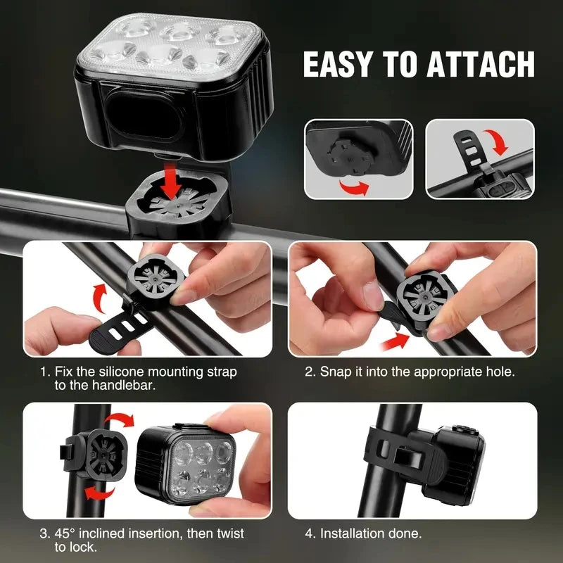 Bicycle lights, rechargeable bicycle light set super bright, night cycling/safe cycling bicycle lights